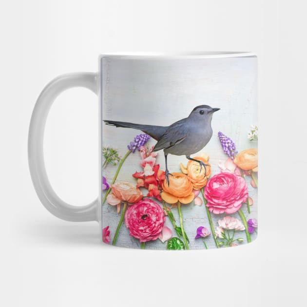 Gray Catbird in the Flower Garden by lauradyoung